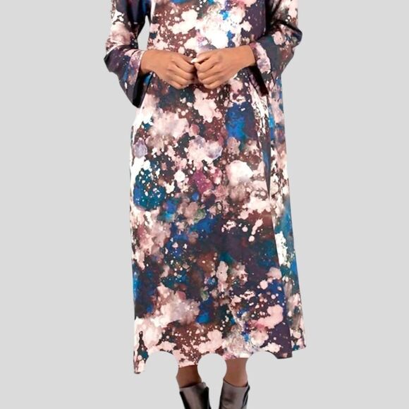 BRYN WALKER AVILA Print Dress In Galassia Wine Color - Picture 3 of 12